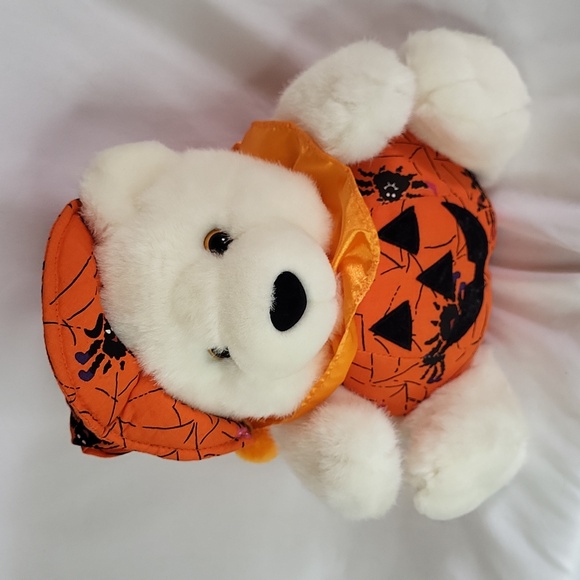 Halloween Pumpkin Bear Fiesta Vintage Jackolantern Plush 9" - Picture 1 of 12